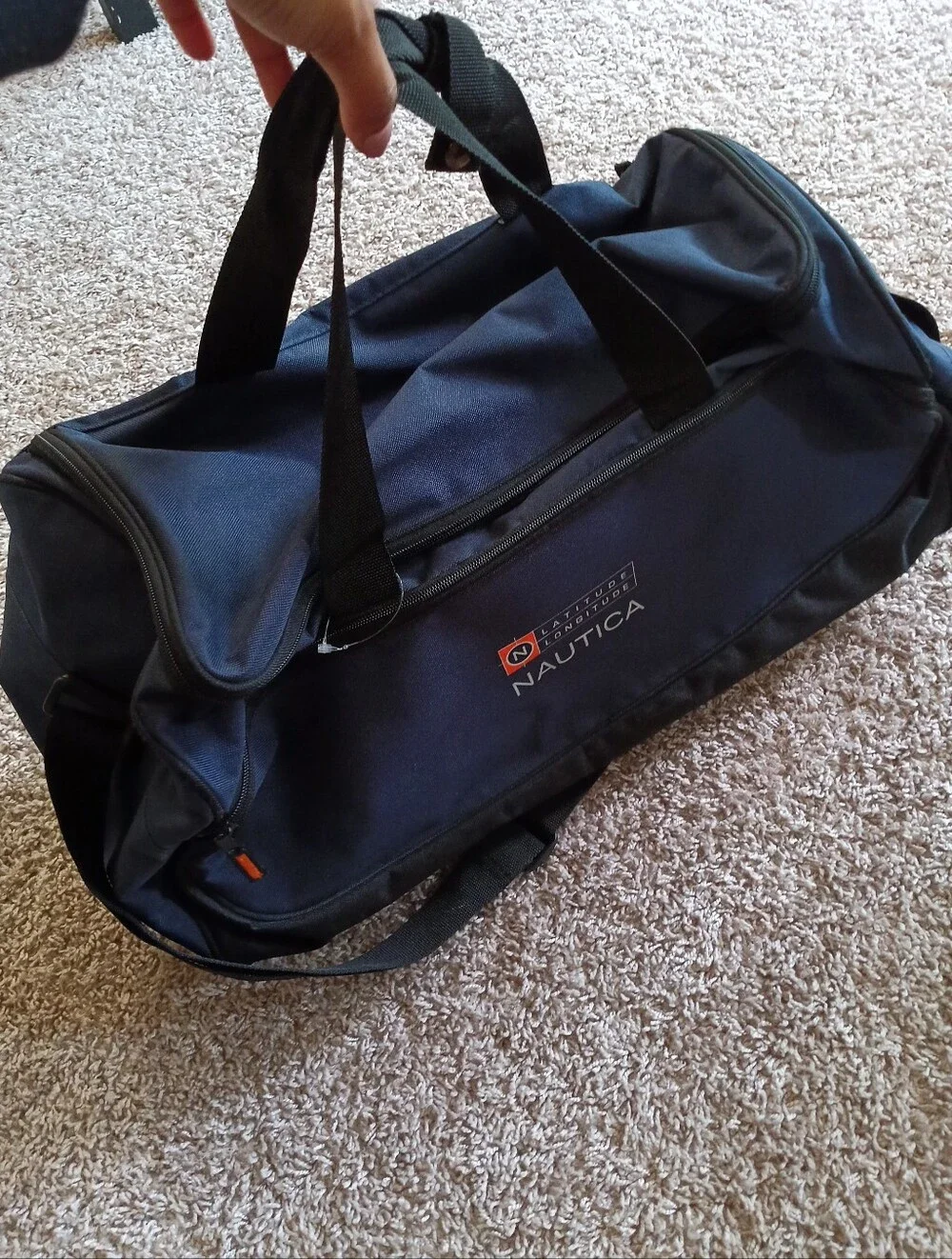 Nautica Navy and Black Duffel Bag with Orange Accent